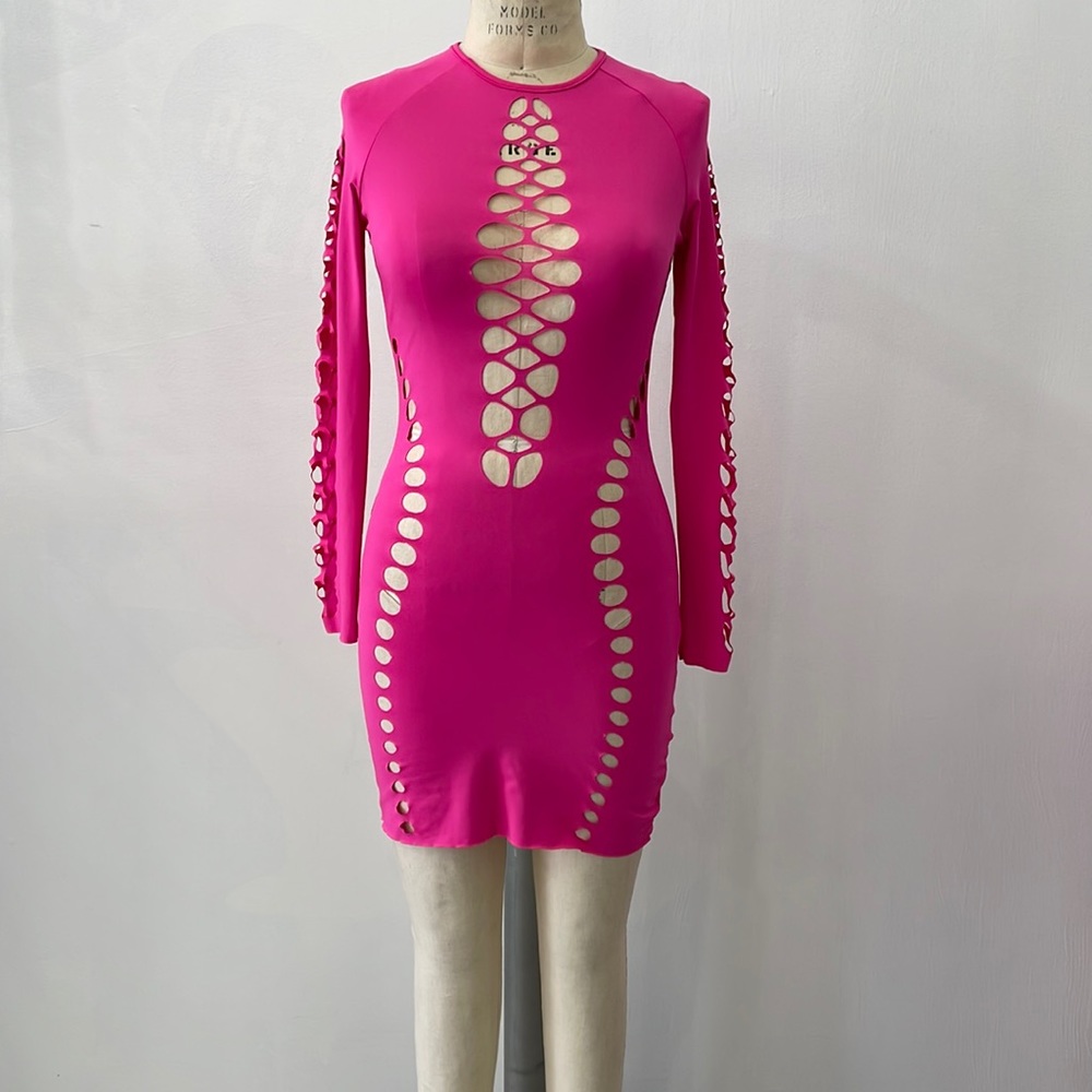 Cut Out Long Sleeve Mini Dress